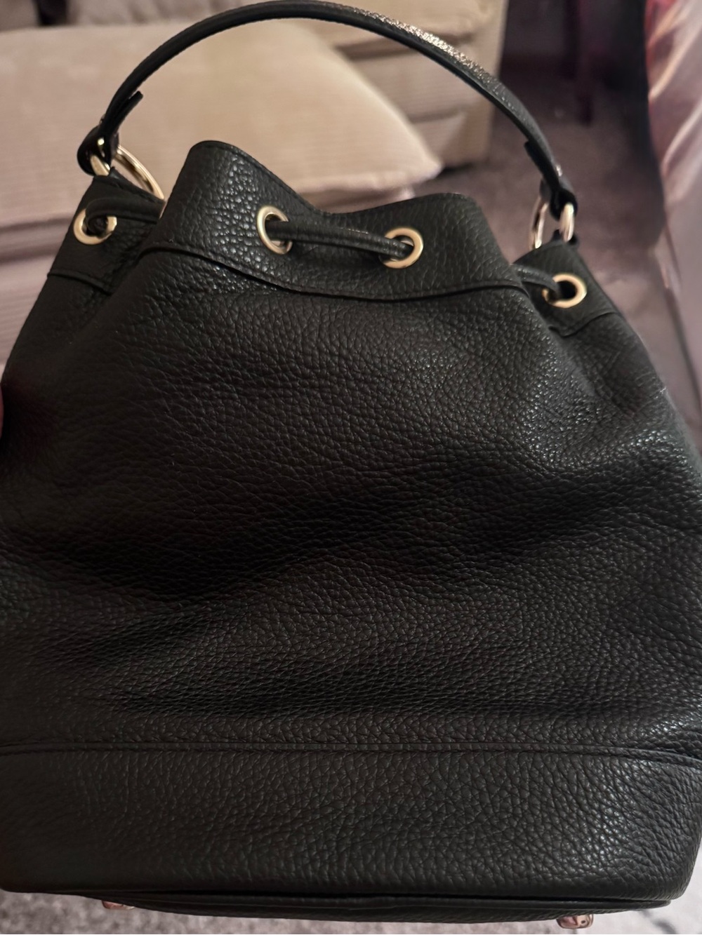 Coach Black Pebbled Leather Drawstring Bucket Bag (crossbody and top handle) - Picture 5 of 10